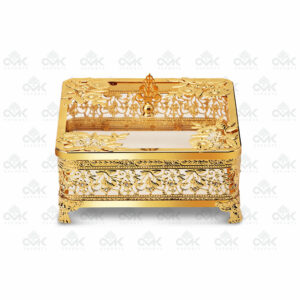 Decorative Square Multi-Utility Container Storage Boxes Pure Gold Cladding with Knob for Dry Fruits, Packing Gift Box - Image 2