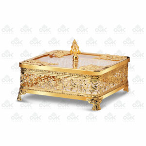 Decorative Square Multi-Utility Container Storage Boxes Pure Gold Cladding with Knob for Dry Fruits, Packing Gift Box - Image 3