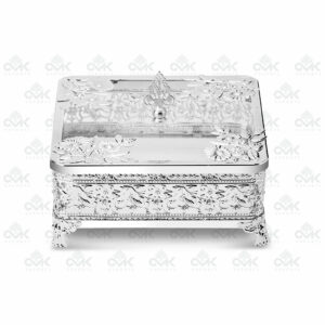 Decorative Square Multi-Utility Container Storage Boxes Pure Silver Cladding with Knob for Dry Fruits, Packing Gift Box - Image 1