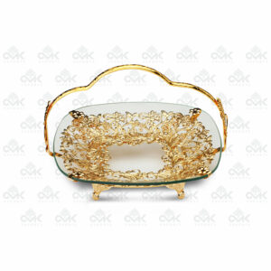 Golden Metal Multi-Utility Tray With Handle | Serving Tray, Square Bowl Platter - Image 3