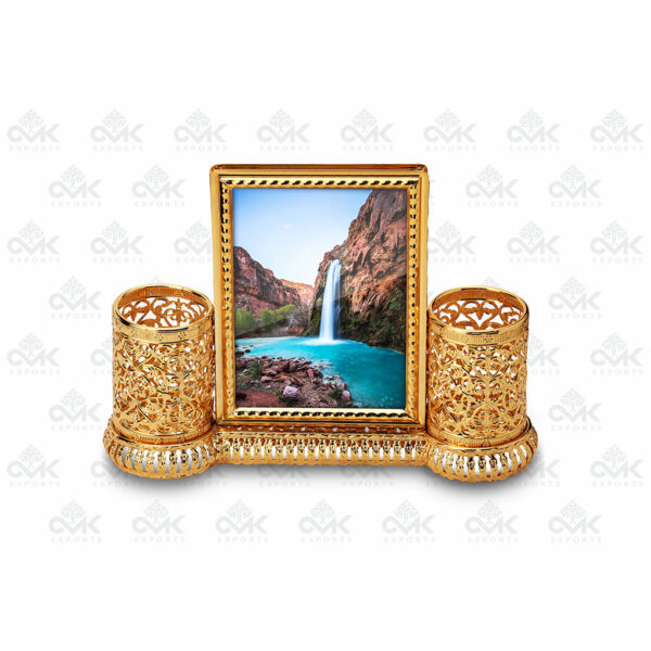 metal-pen-pencil-stand-holder-with-photo-frame-golden-03