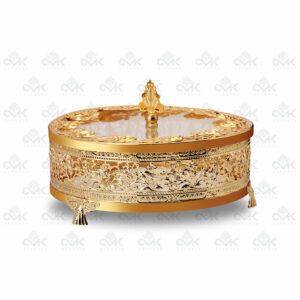 Round Multi-Utility Container Storage Boxes Pure Gold Cladding with Knob - Image 1