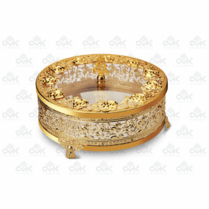 Round Multi-Utility Container Storage Boxes Pure Gold Cladding with Knob - Image 2