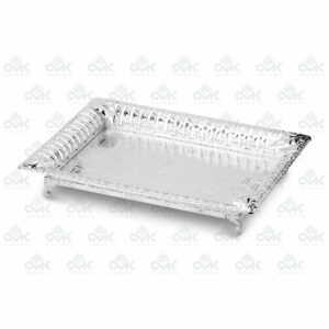 Silver Plated Enameled Rectangle Serving Tray - Image 3