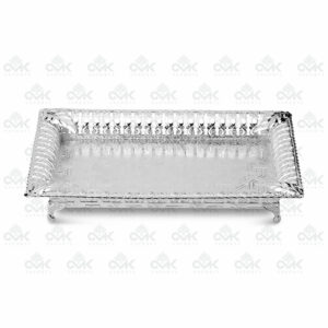 Silver Plated Enameled Rectangle Serving Tray - Image 1