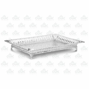Silver Plated Enameled Rectangle Serving Tray - Image 2