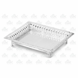 Silver Plated Enameled Square Serving Tray - Image 2