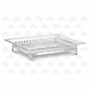 Silver Plated Enameled Square Serving Tray - Image 3